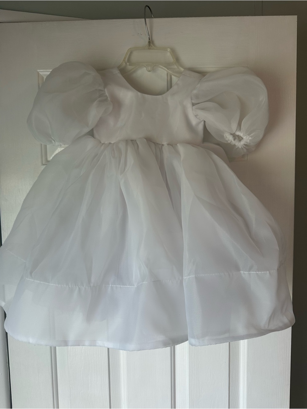 White Puff Sleeve Flower Girl Dress